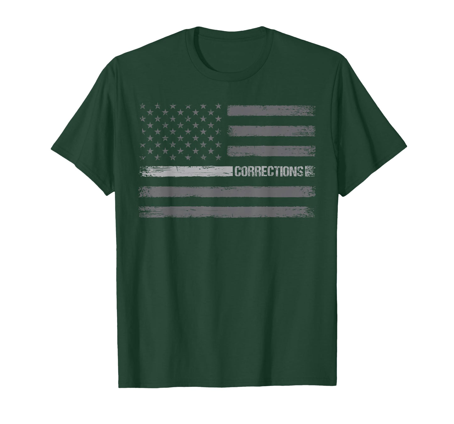 Corrections - Thin Silver Line Flag for Correctional Officer T-Shirt