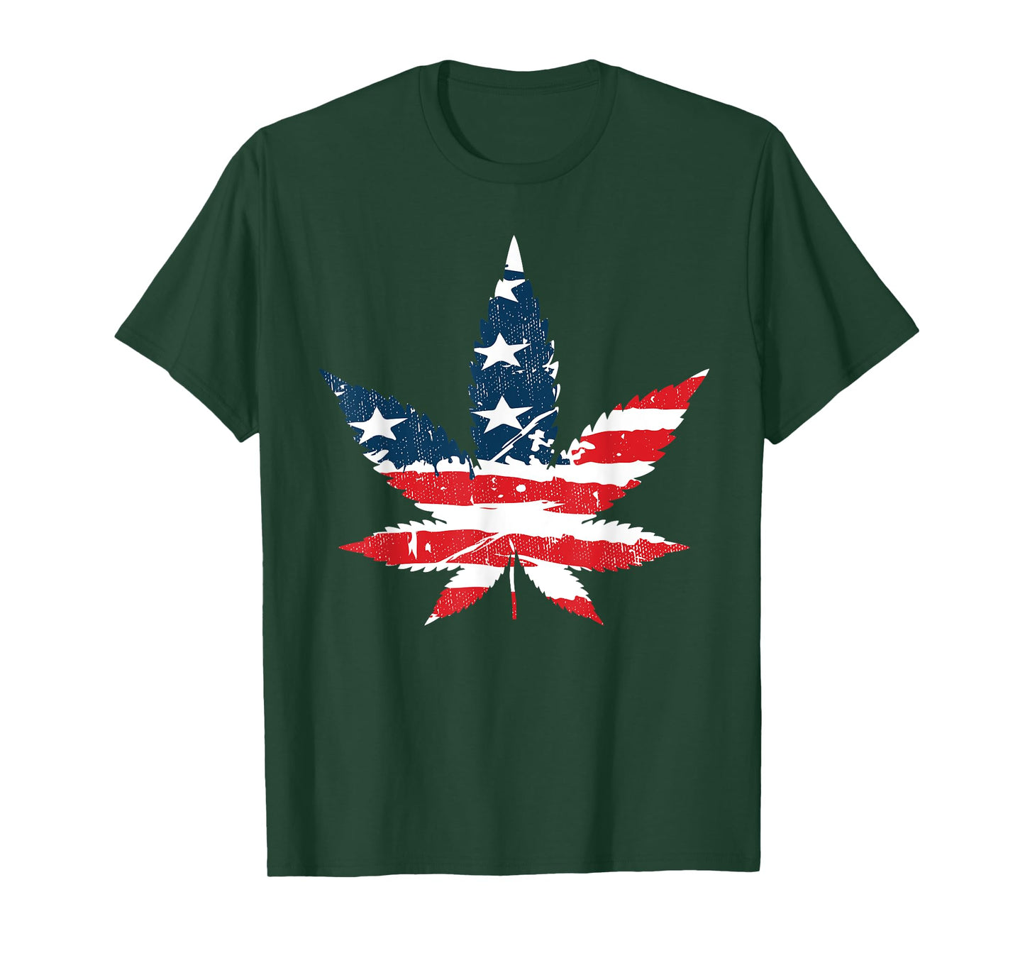 American Marijuana Weed Leaf US Flag 4th of July T-Shirt for Women Men