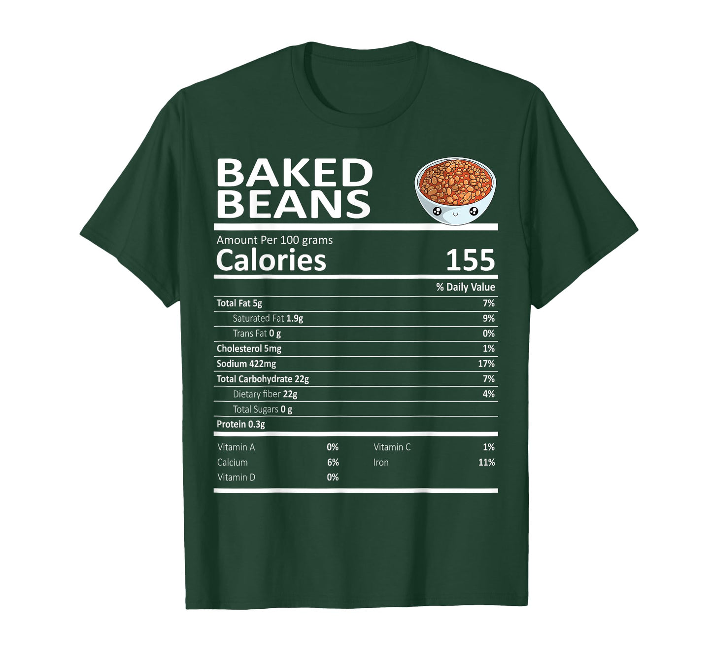 Baked Beans Nutritional Facts Thanksgiving X-Mas Gift Food T-Shirt