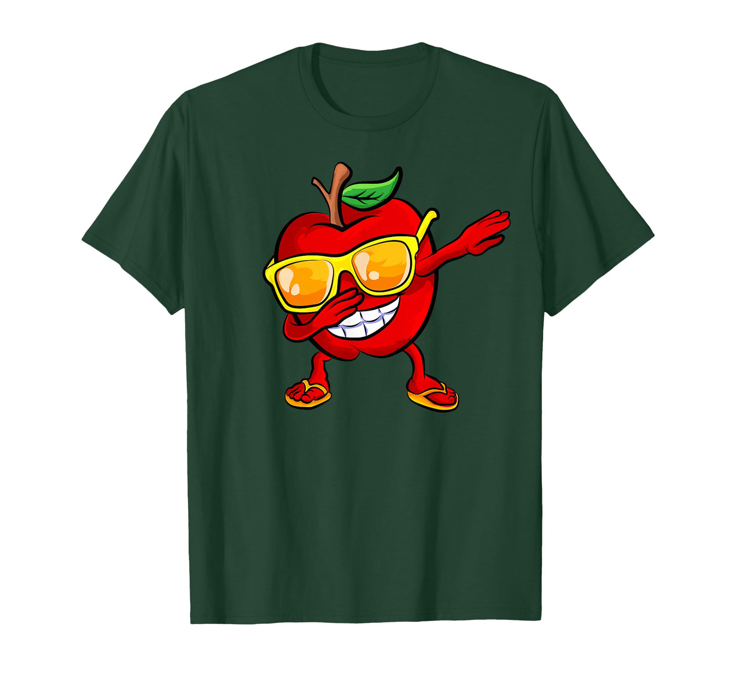 Dabbing Apple Sunglasses Design Green Apples Lovers T-Shirt