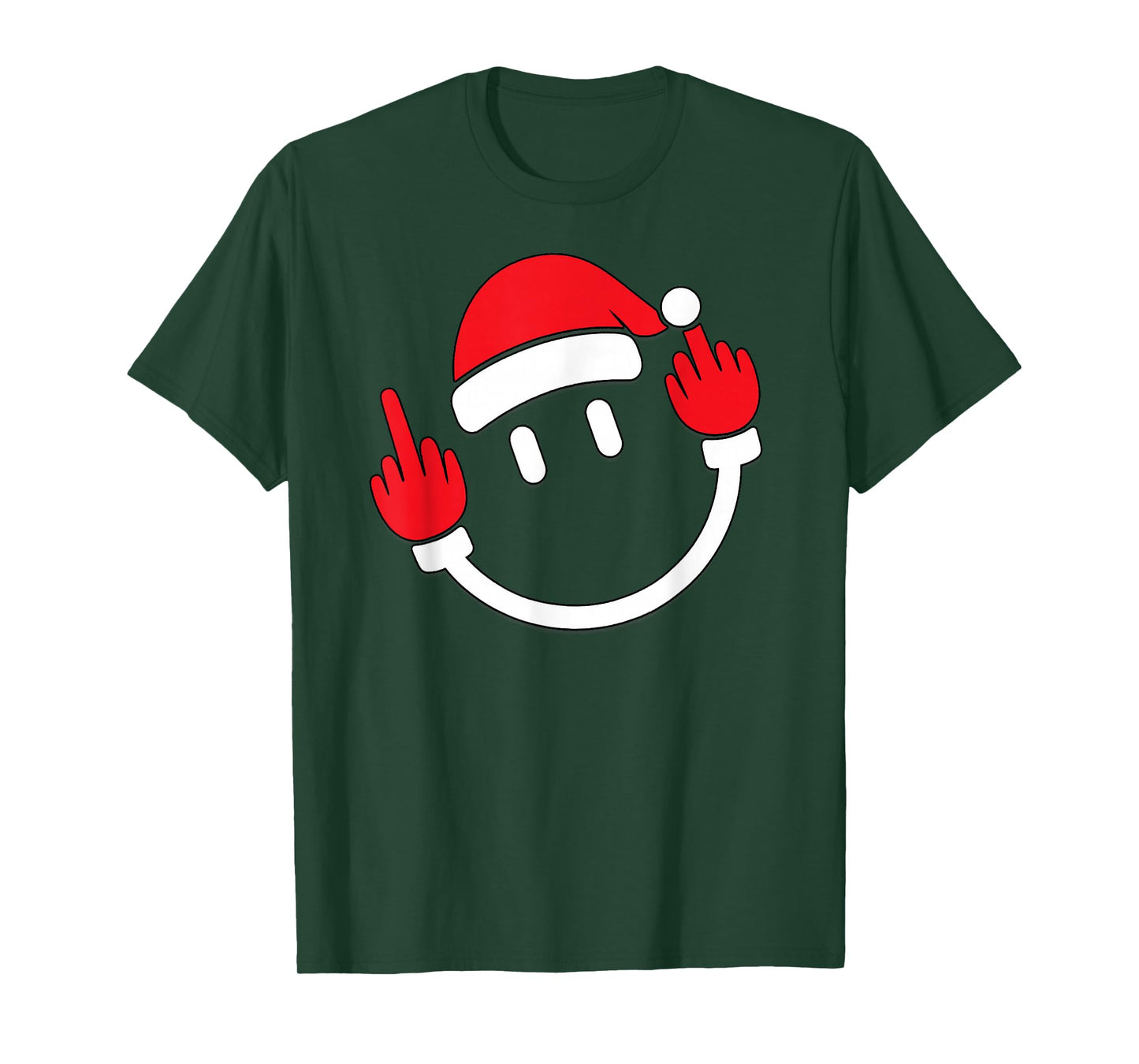 Santa Middle Finger Flip Off | Christmas Profanity Xmas T-Shirt