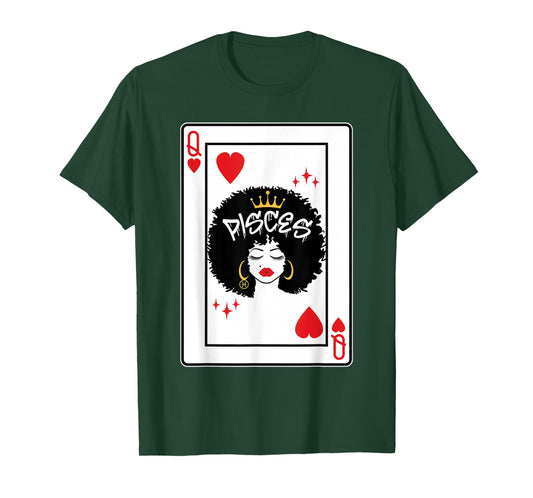 Pisces Astrology Black Queen Hearts Blackjack Cards Poker T-Shirt