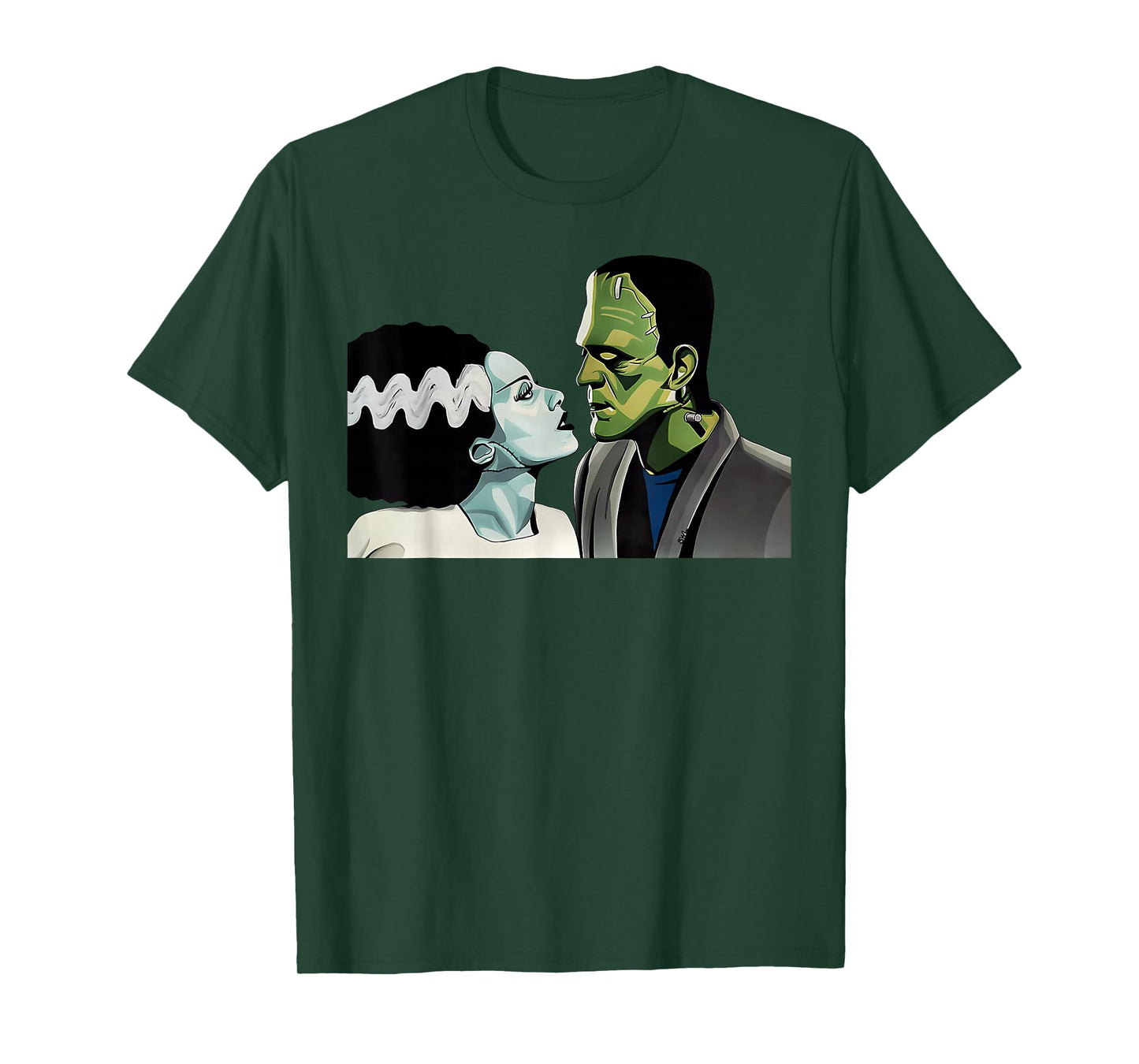 Funny Frankenstein Monster And Bride Halloween Romantic Kiss T-Shirt