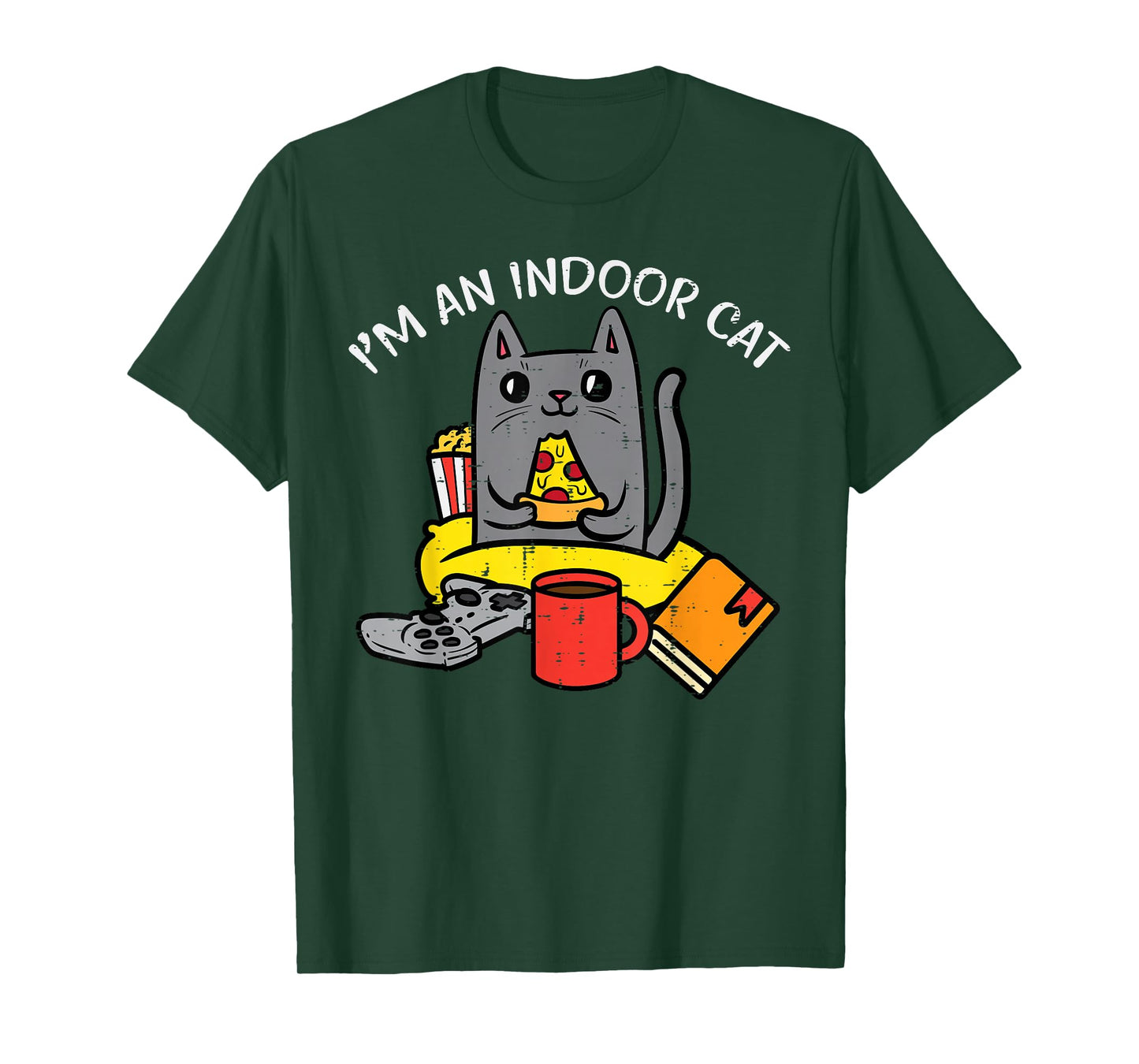 Im Indoor Cat Gaming Controller Pizza Gamer Men Boys Kids T-Shirt