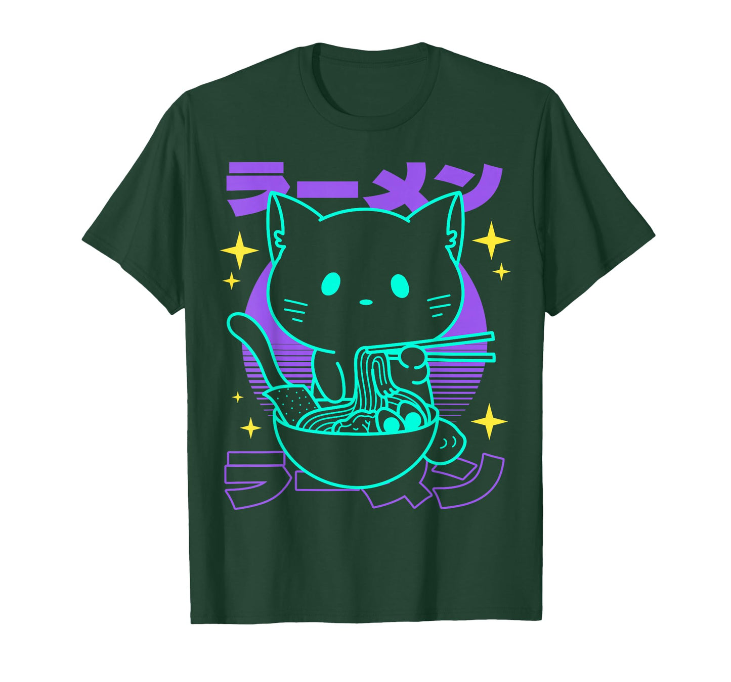 Anime Ramen Cat Japanese Retro Noodles Aesthetic Kawaii Cat T-Shirt