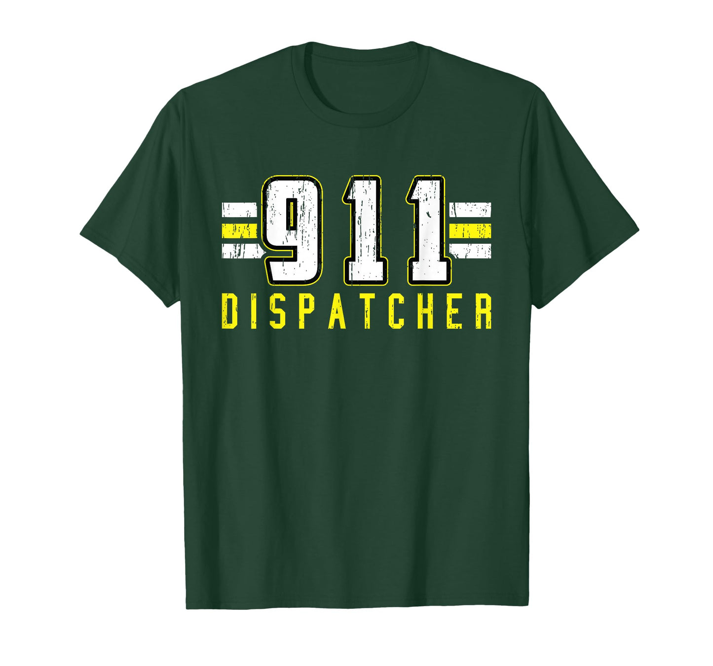 911 American Flag Dispatcher Thin Gold Line Operator T-Shirt