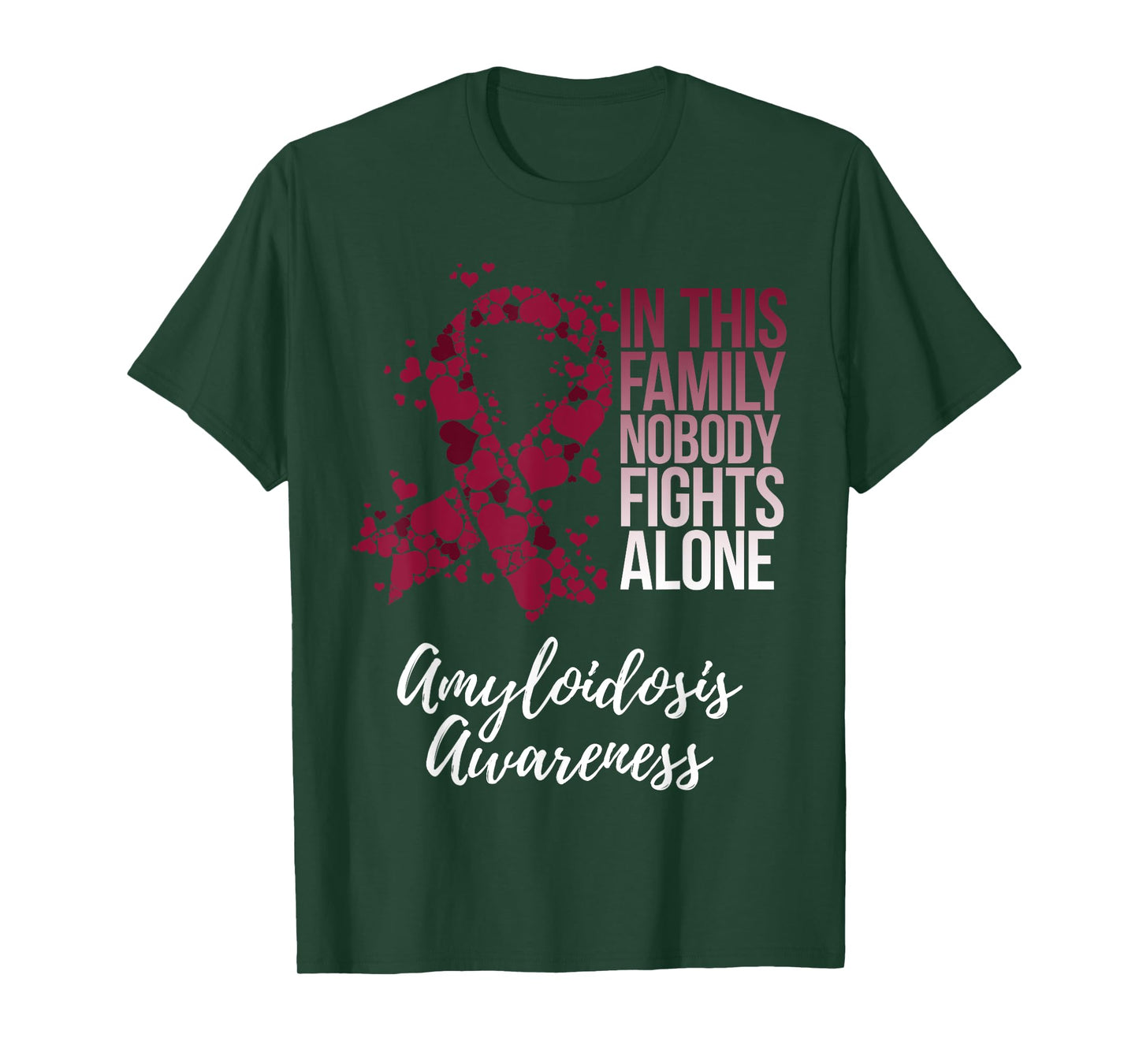 Amyloidosis Awareness Products Family Support Awareness T-Shirt - Unisex Adults - Black - Short Sleeve - Small - Classic Fit - Polyester