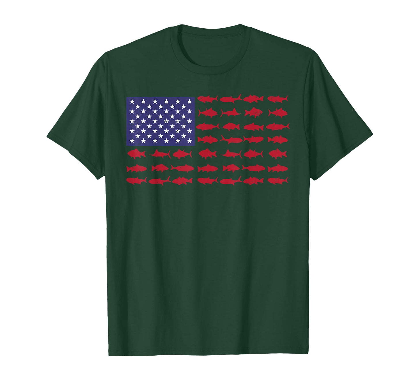 American Flag Fishing-Shirt Men Kids Bass Fish Dad Patriotic T-Shirt