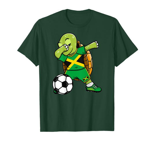 Dabbing Turtle Jamaica Soccer Fans Jersey Jamaican Football T-Shirt