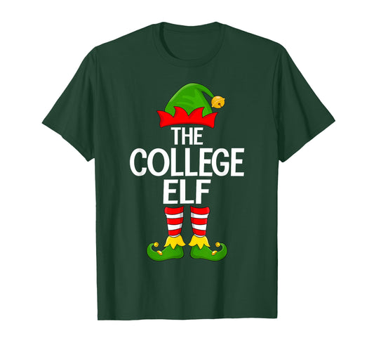 College Elf Xmas Matching Family Elf Squad Christmas T-Shirt