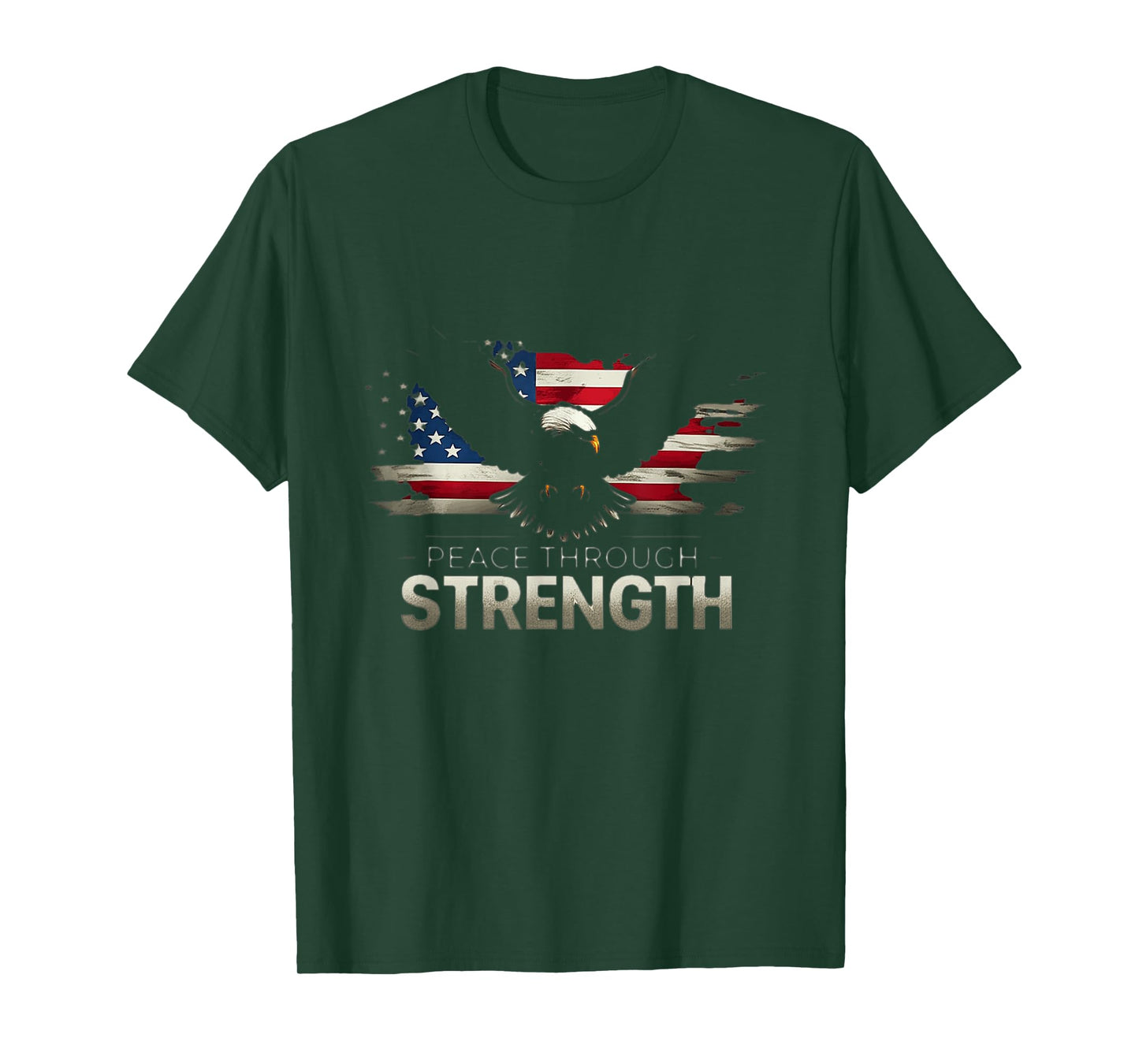 Peace Through Strength Distressed Flag USA Graphic T-Shirt
