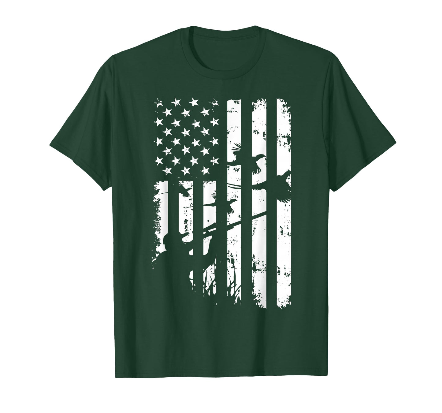 Cool Waterfowl American Vintage USA Flag Pheasant Hunting T-Shirt