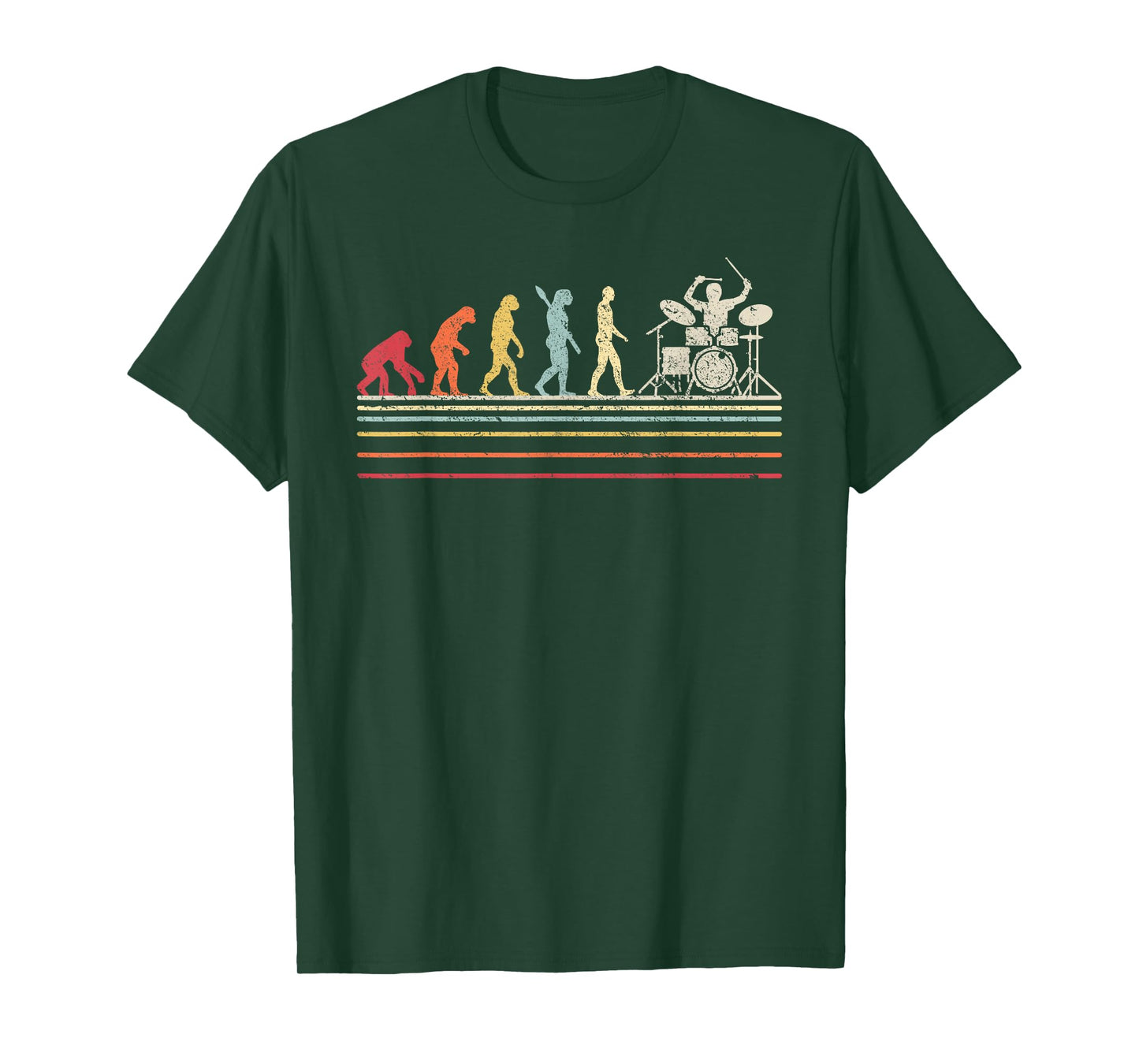 Funny Drummer T Shirt. Retro Vintage Evolution Of Man T-Shirt