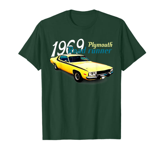 1969 69 Roadrunner Classic Vintage Old Car USA Flag T-Shirt