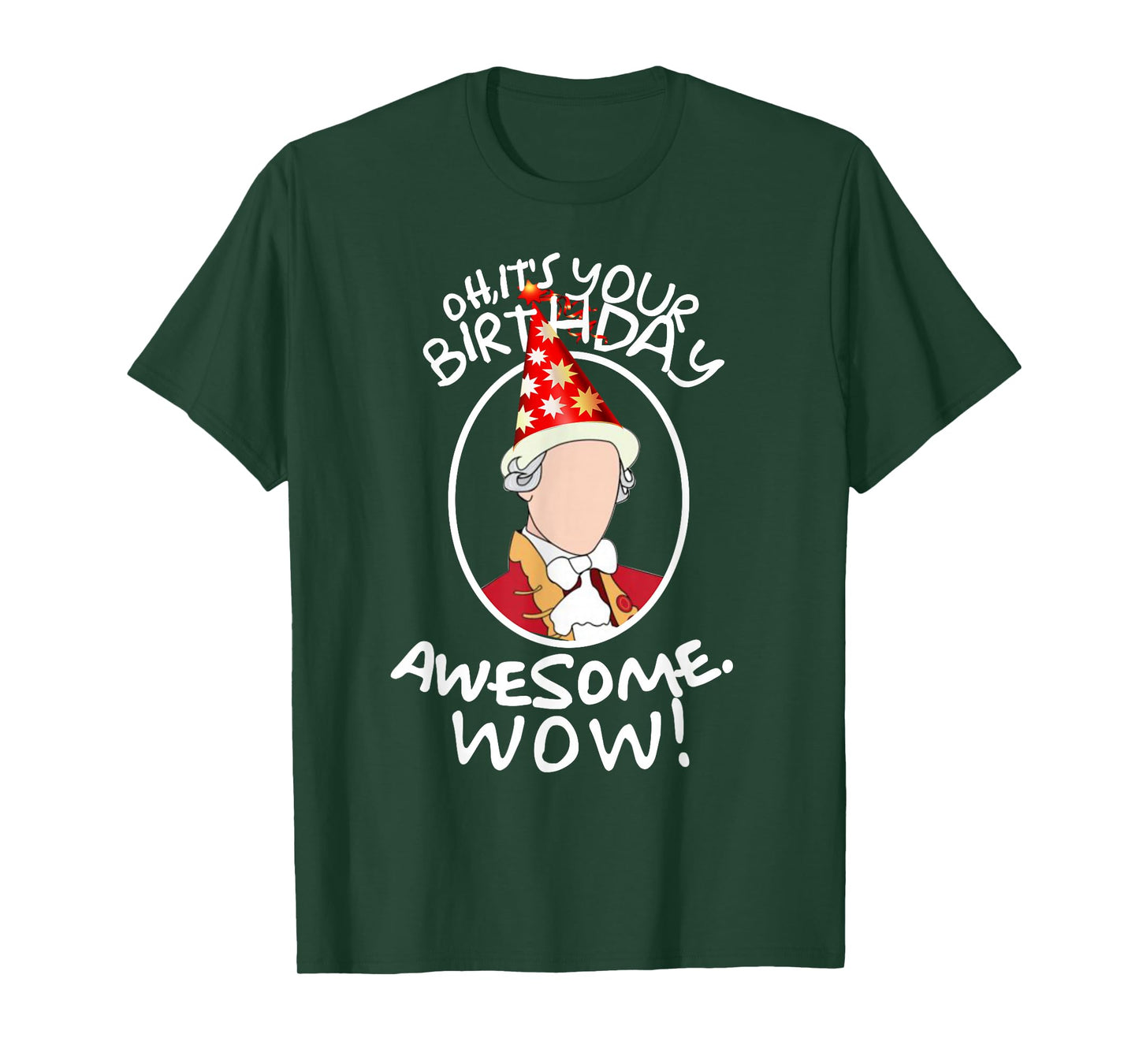 A. HAM Musical Humor T-Shirt - Oh Its Your Birthday, Awesome! Wow! - Unisex-Adults - Black - Small - Short Sleeve - Classic Fit