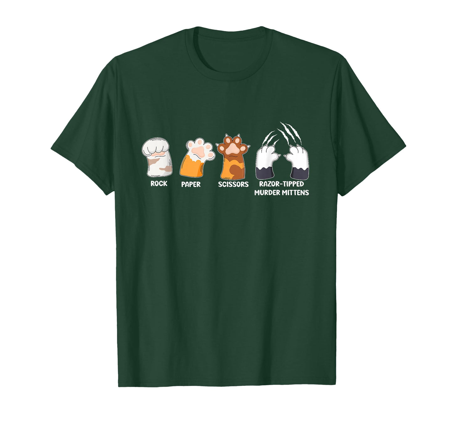 Rock Paper Scissors Razor Tipped Murder Mittens Fun Cat Paws T-Shirt