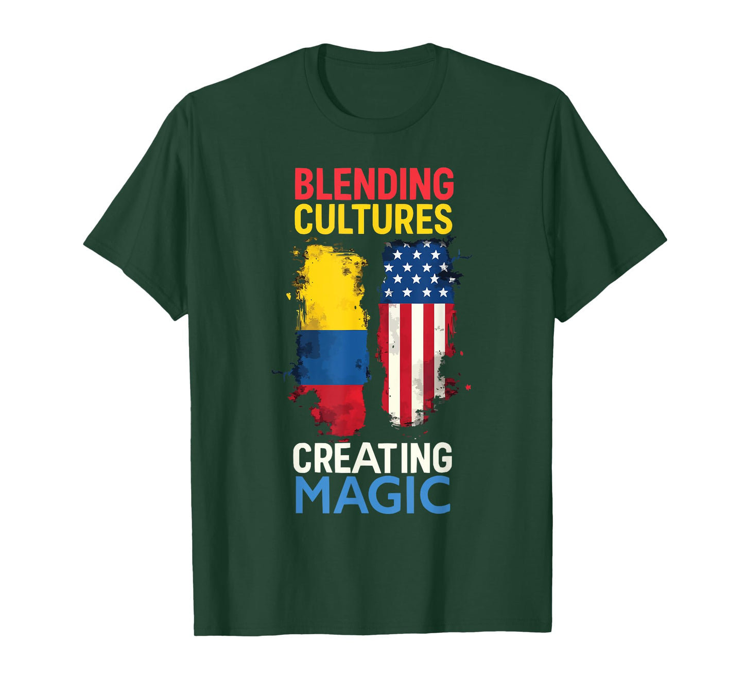Half Columbian Half American USA Flag Columbia America T-Shirt