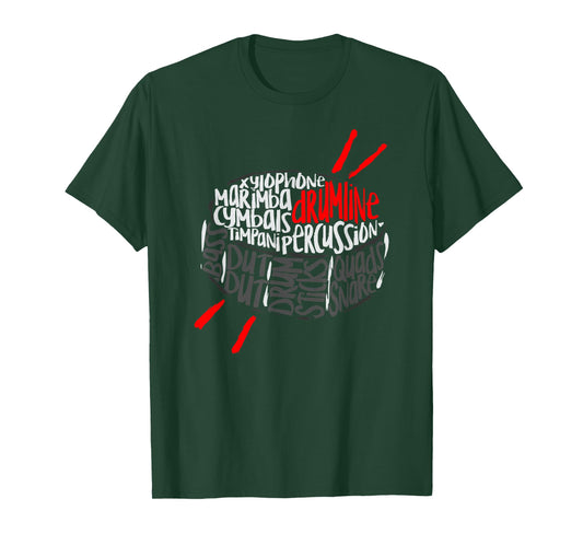 Drumline Marching Band Word Cloud Art T-Shirt