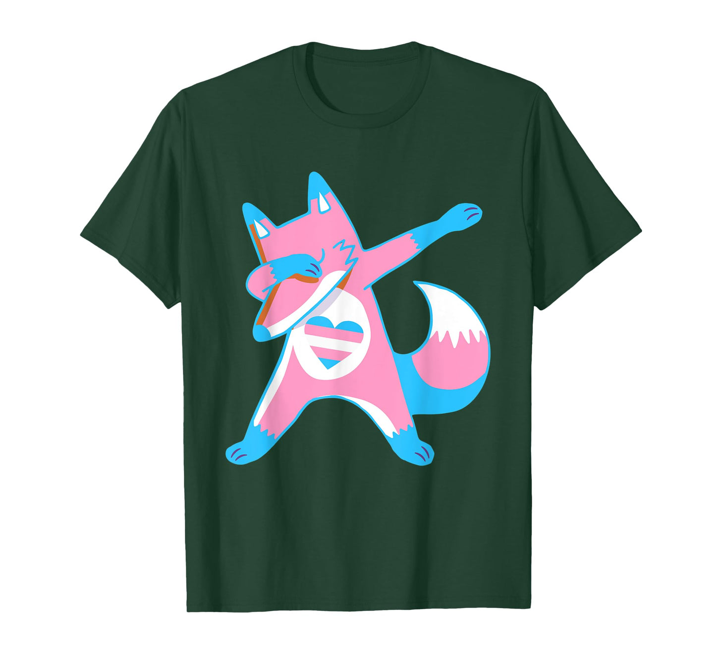 Dabbing Trans Pride Fox With Heart Transgender T-Shirt