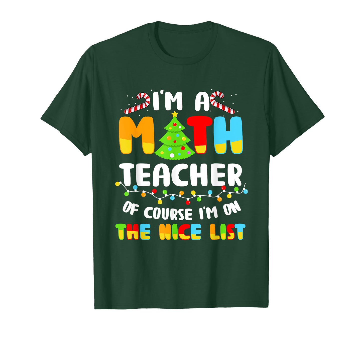 Christmas I'm A Math Teacher Of Course I'm On Nice List T-Shirt for Men Women