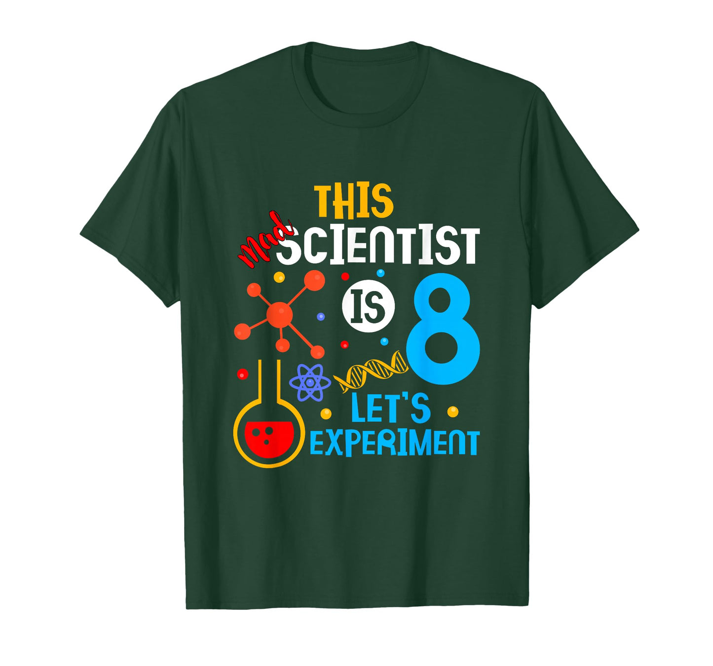 8th Birthday This Crazy Scientist is 8 Lass T-Shirt