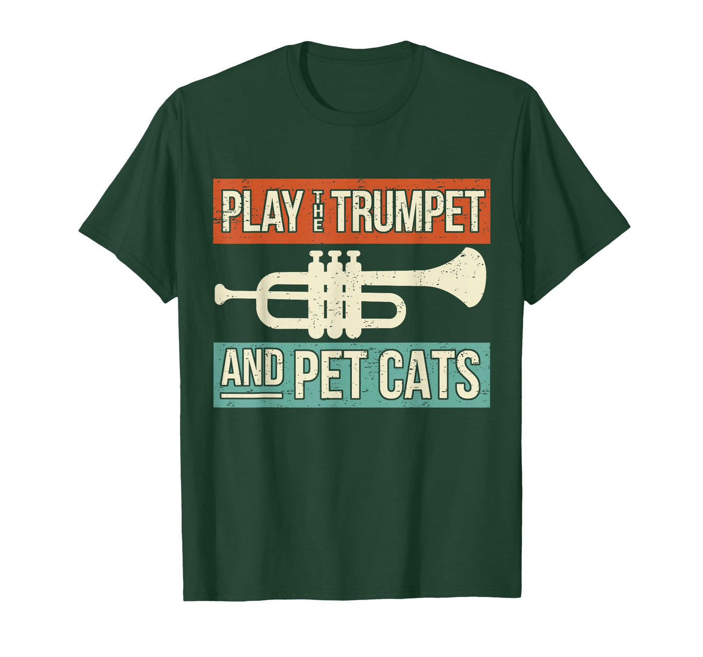 Vintage Trumpet Player Design Cat Lover Trumpeter I Pet Cats T-Shirt