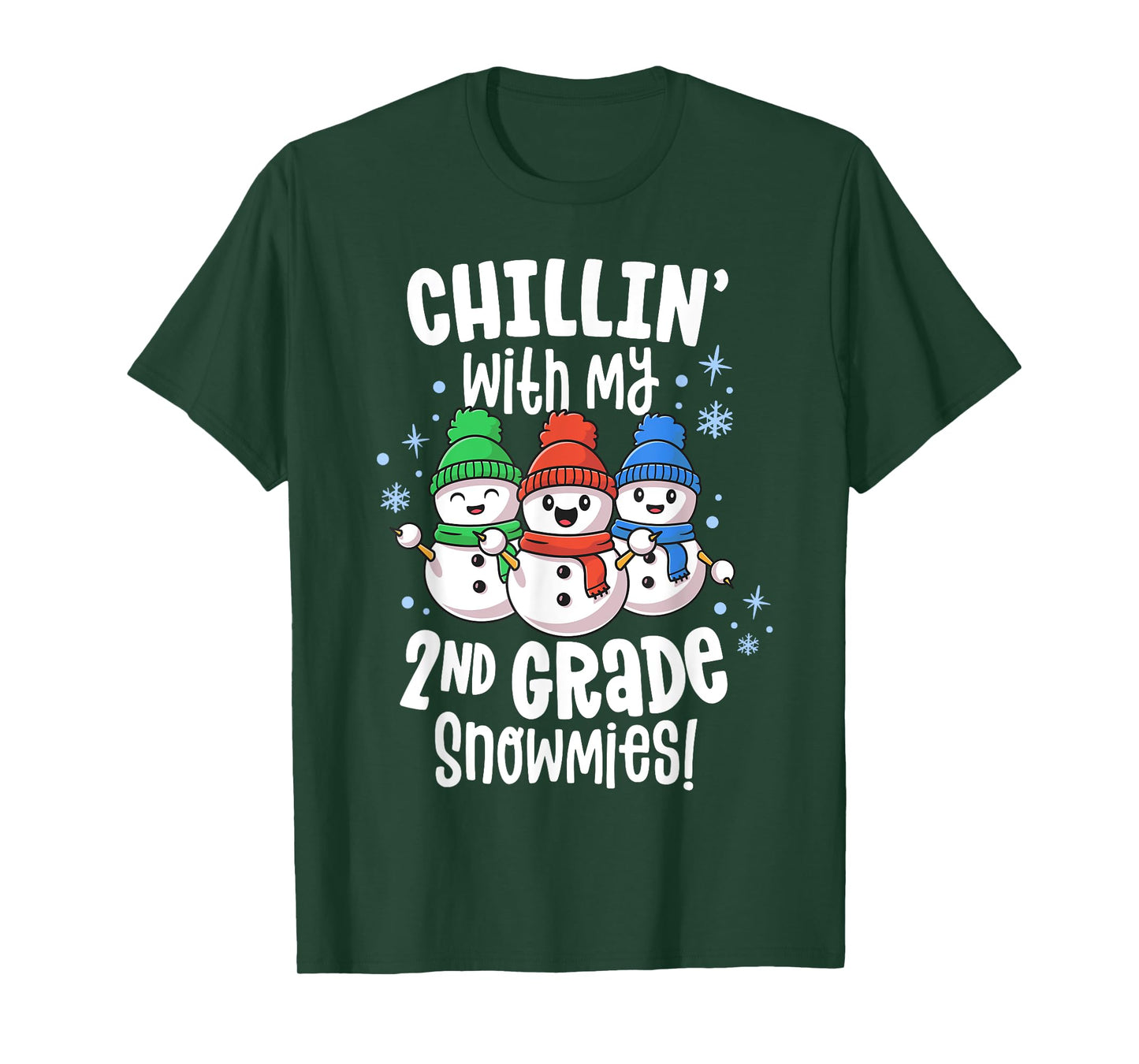 Chillin With My Snowmies Shirt 2nd Grade Teacher Christmas T-Shirt for Men Women Kids