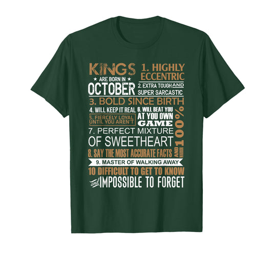 Kings Are Born In October Libra Scorpius Birthday Gift Men T-Shirt