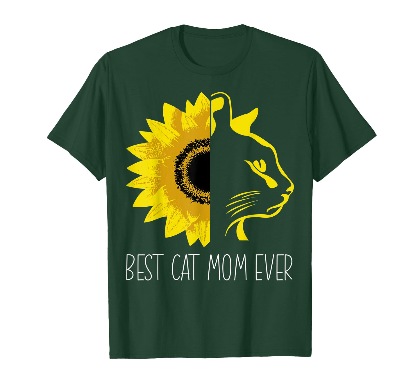 Best Cat Mom Ever Sunflower - Cat Mum Mother's Day T-Shirt