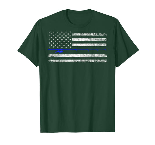 American Flag Distressed Fishing Printed On Back Women Kids Men T-Shirt