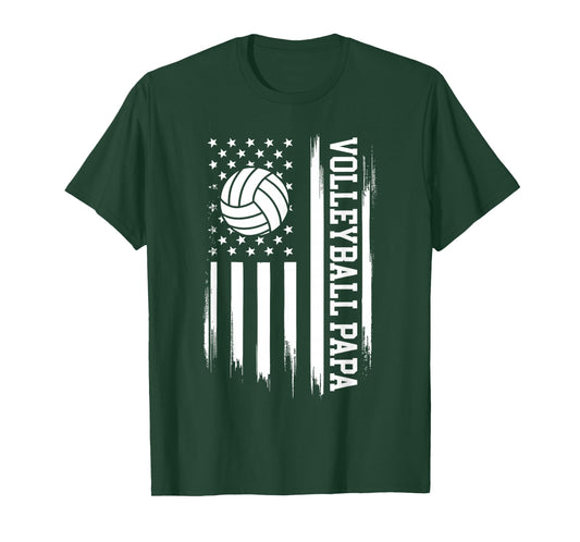 Volleyball Papa USA Flag Volleyball Player T-Shirt