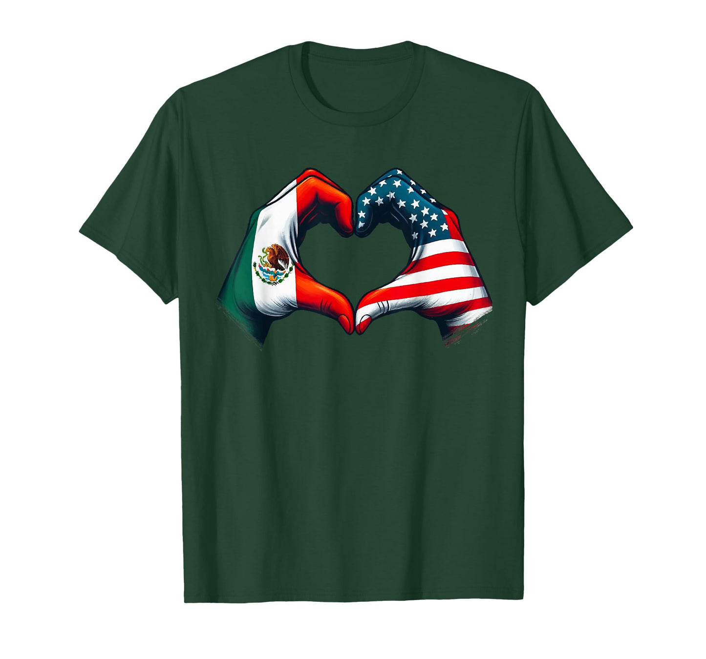 Vintage Mexican American Flag Heart Hands Love Mexico USA T-Shirt
