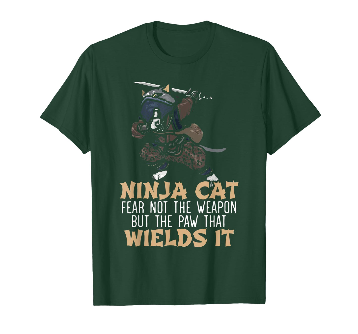 Ninja Cat Mercenary Shuriken Kunai Shinobi Kitty Lover T-Shirt for Men Women Kids