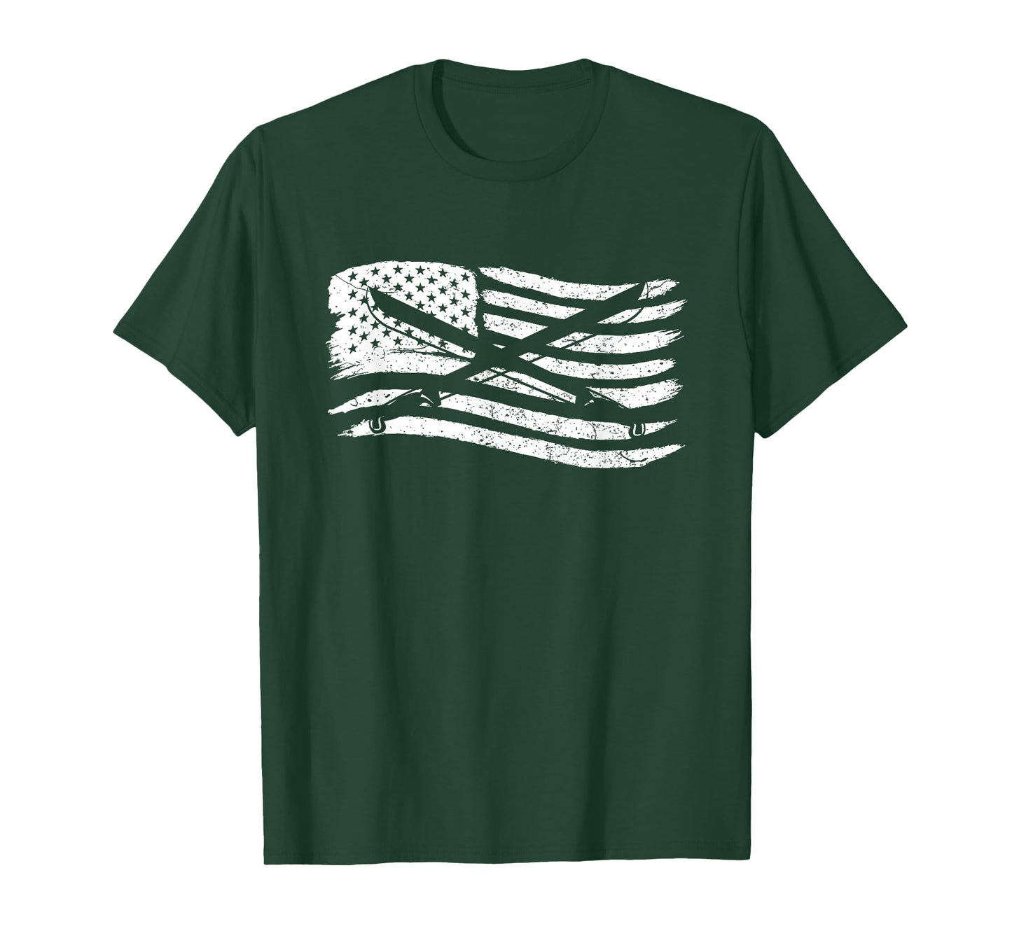 American Flag T-Shirt With Machete Vintage Look T-Shirt