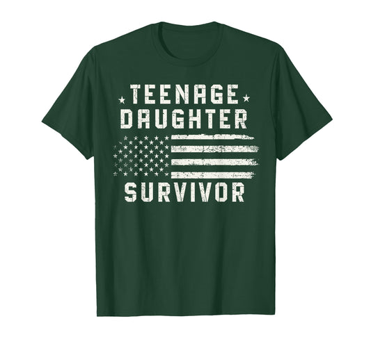 Teenage Daughter Survivor Funny USA Flag Patriotic T-Shirt