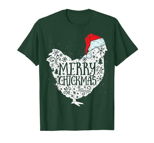 Chicken Christmas Merry Chickmas Santa Claus Hat Funny Xmas T-Shirt
