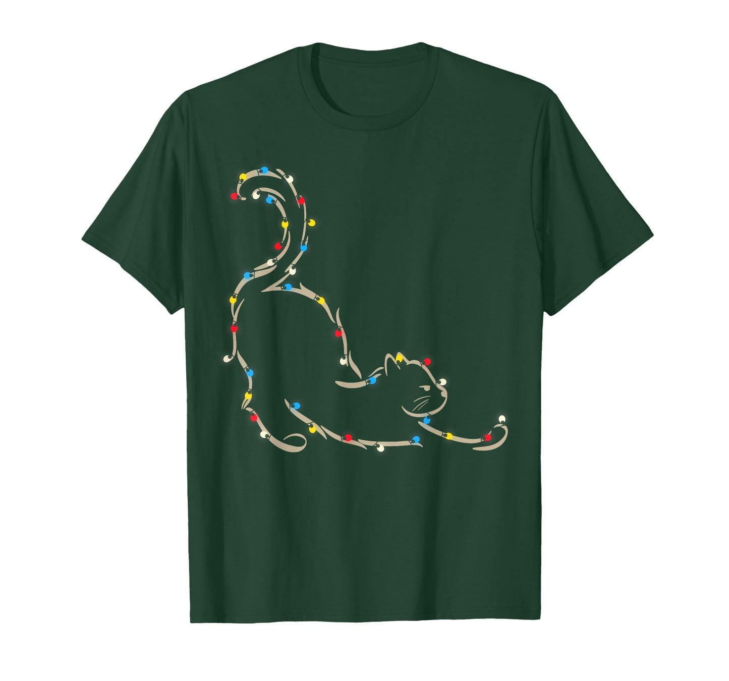 Christmas Lights Meowy Cat Pet Collection T-Shirt for Men Women Kids