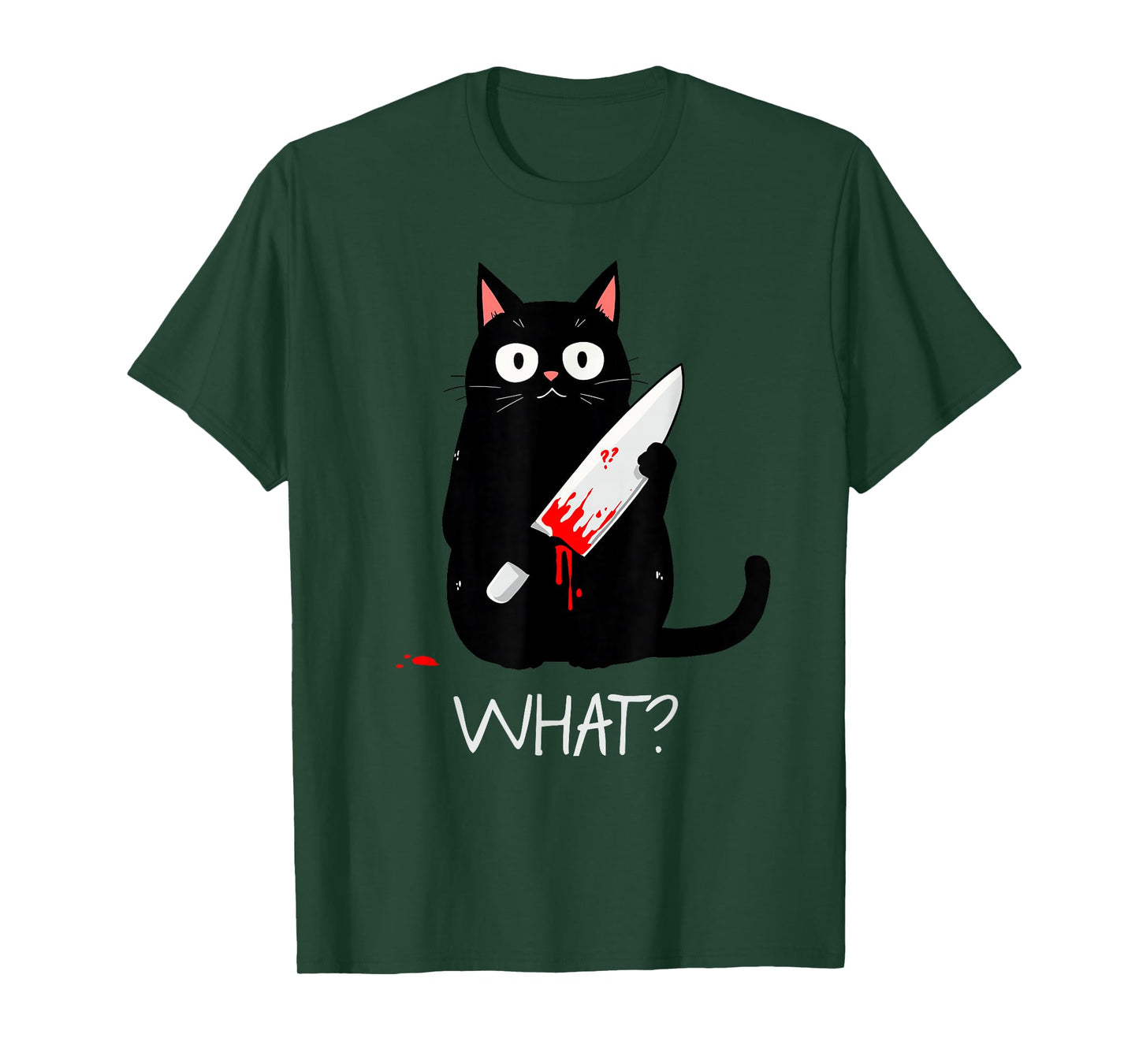 What? Cat with Knife Funny Cats Meme Tee Cat Sarcastic Humor T-Shirt
