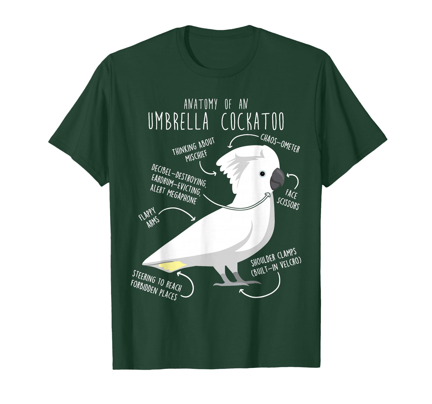 Umbrella Cockatoo Parrot Anatomy Funny Cute Pet Bird Mom Dad T-Shirt
