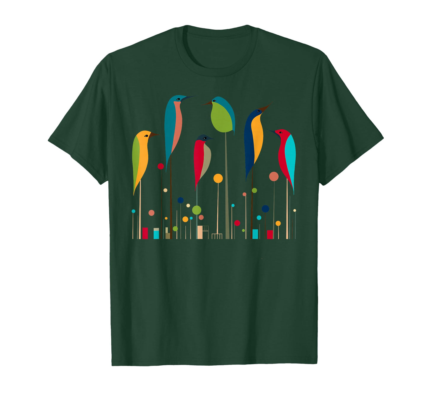 Retro Mid-Century Modern Birds 50s 60s Style T-Shirt
