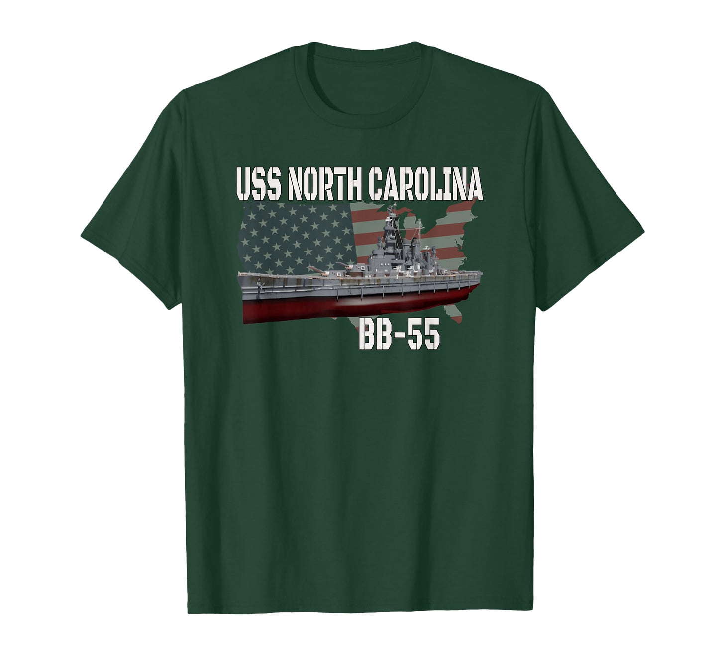 WW2 American Battleship USS North Carolina BB-55 Warships T-Shirt