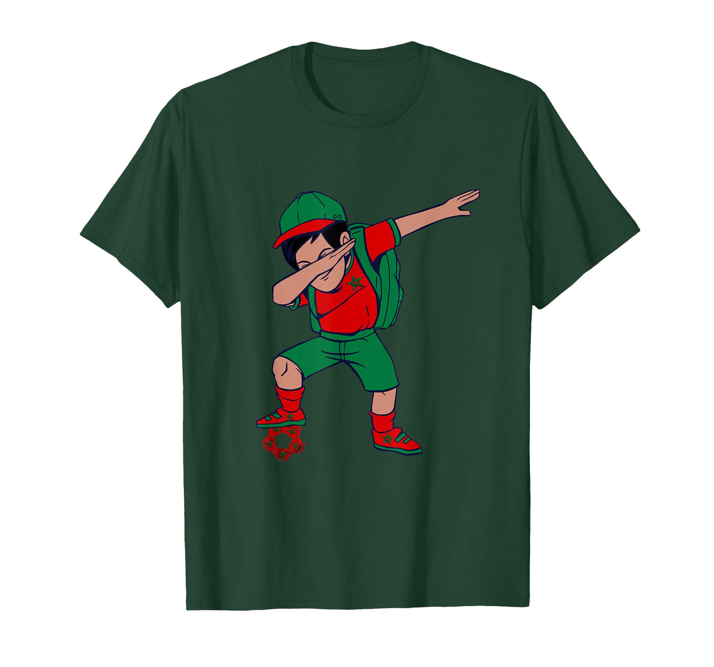 Moroccan Pride Boy Moroccan Soccer Player Ball Morocco Flag T-Shirt