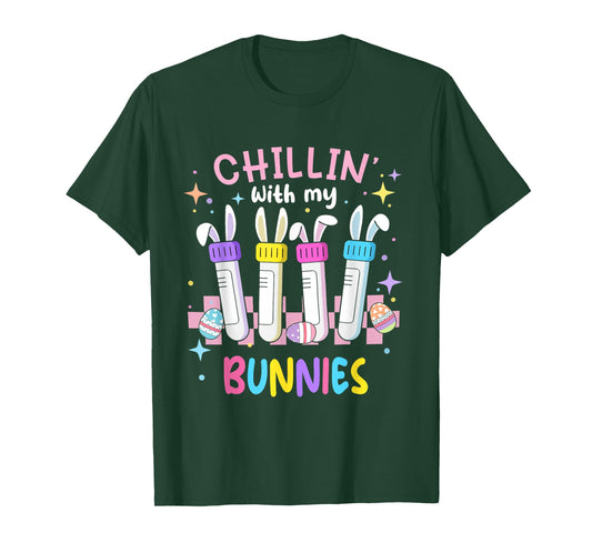 Chillin With My Bunnies Easter Phlebotomist Nurse Phleb Tech T-Shirt