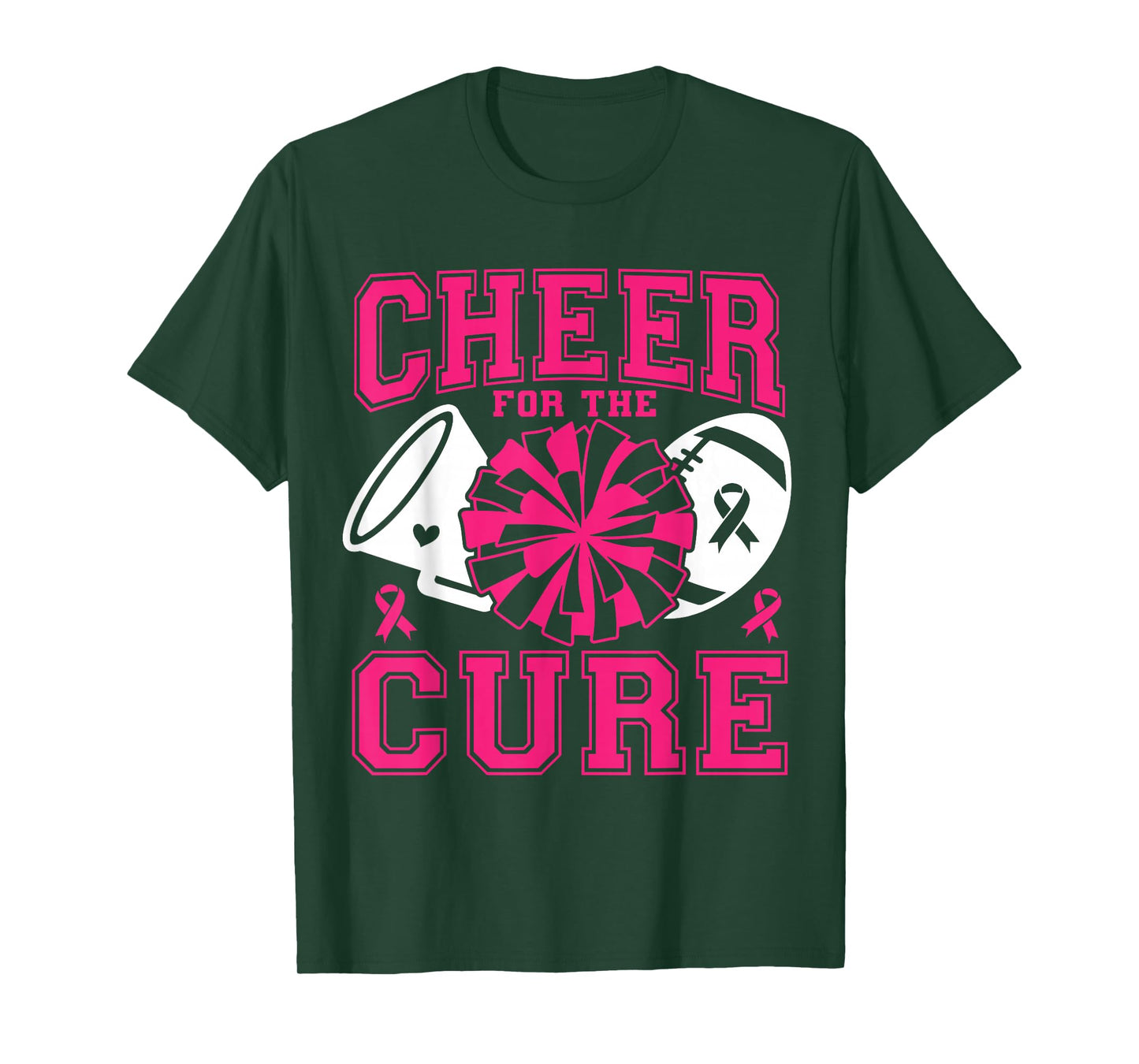 Cheer For The Cure Breast Cancer Awareness Pink Ribbon T-Shirt