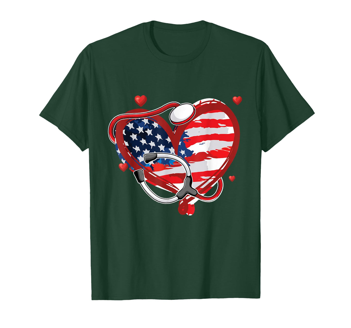 All American Nurse 4th of July Patriotic USA Flag Nursing T-Shirt for Women Men