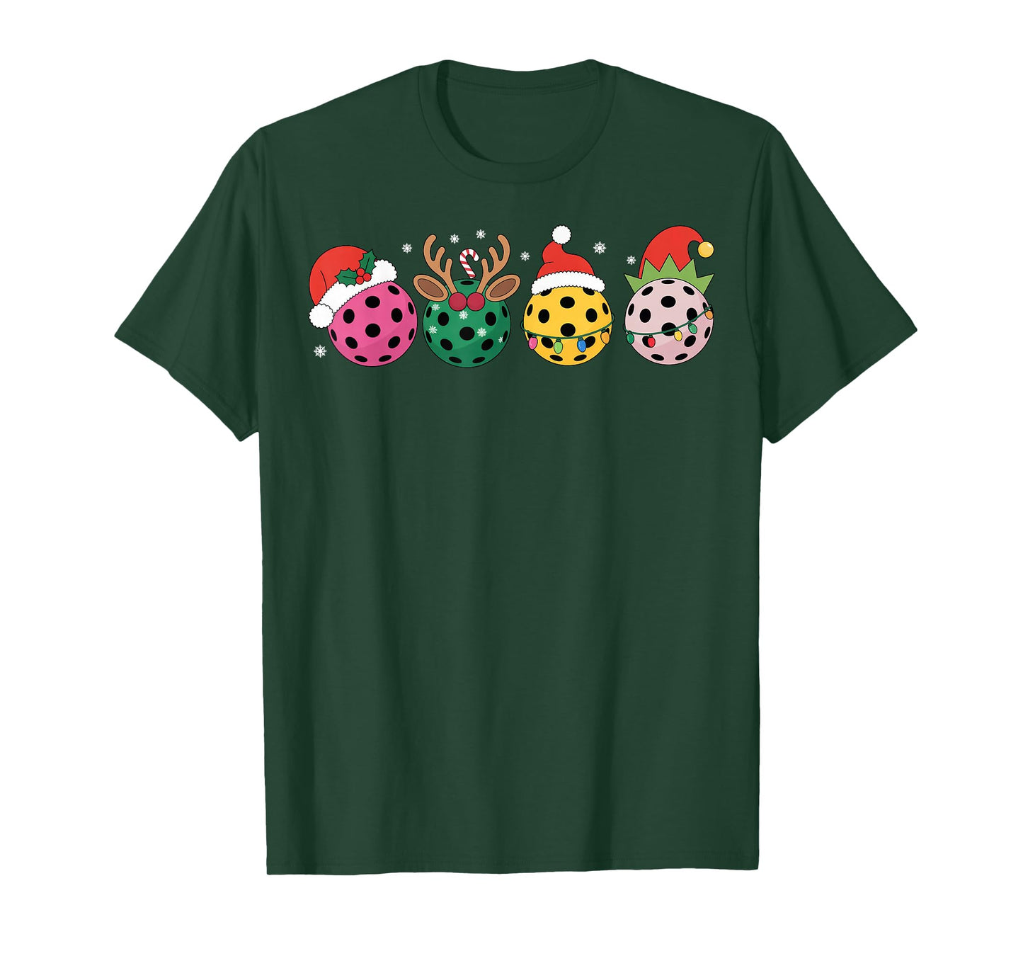Christmas Pickleball Player Xmas Lights Reindeer ELF Women T-Shirt