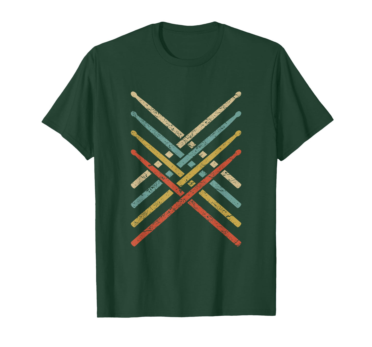 Retro Vintage Drummer 70s 80s Distressed Drum Sticks T-Shirt