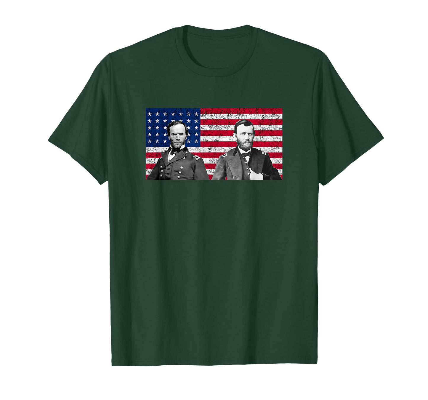 Sherman And Grant With The American Flag T-Shirt