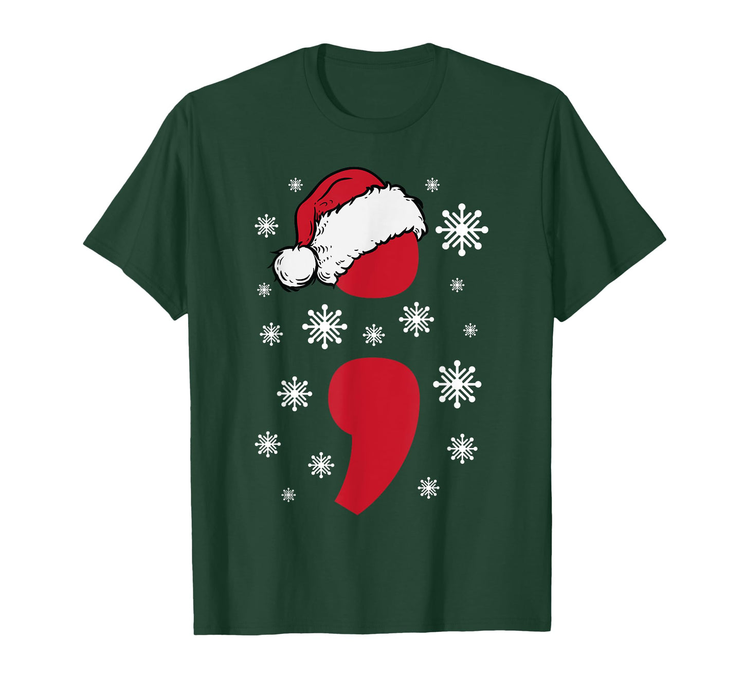 Christmas Mental Health Anxiety Depression Project Semicolon T-Shirt