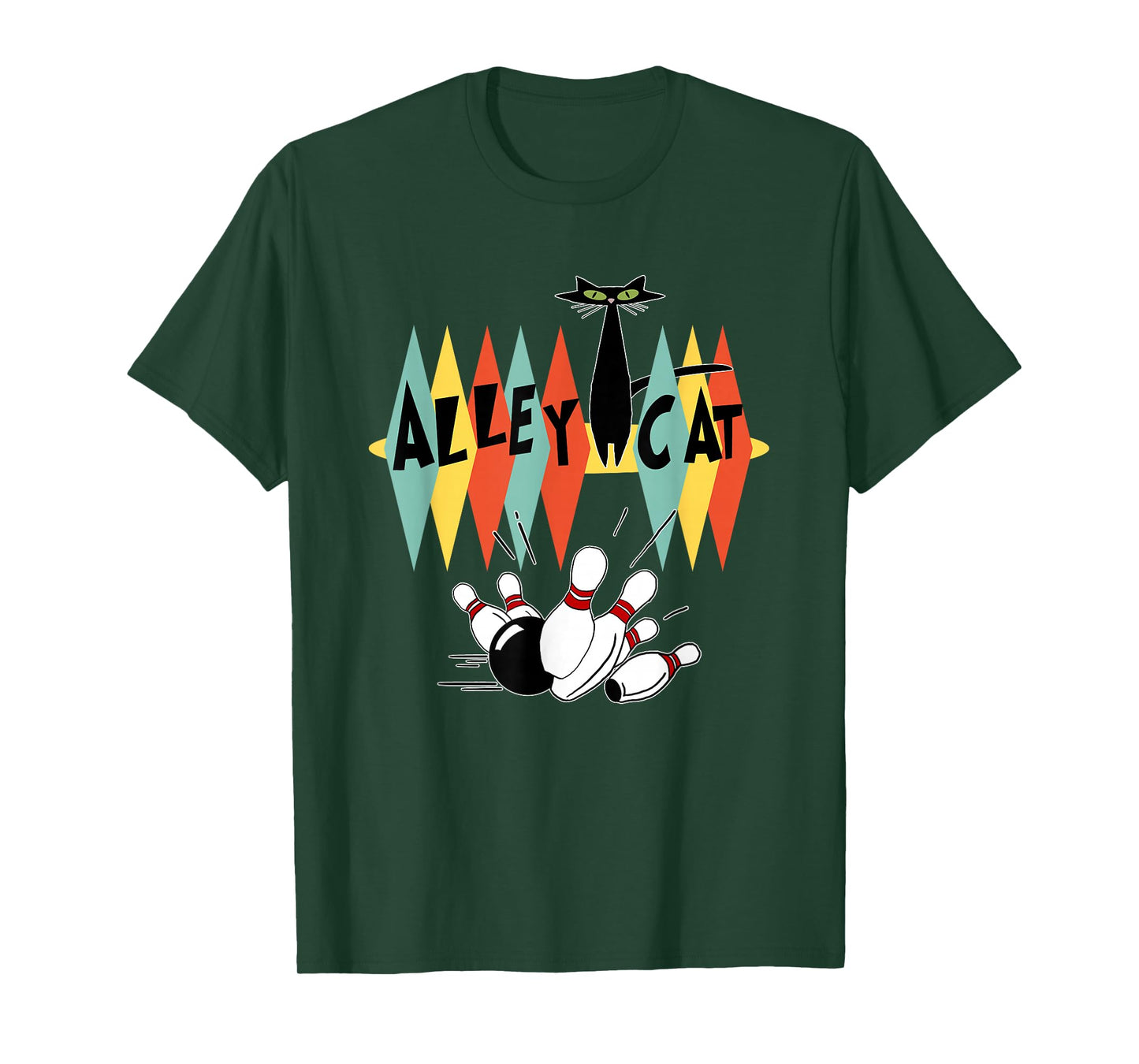 Retro Bowling Tee Vintage Bowler Alley Cat Vintage T-Shirt Small